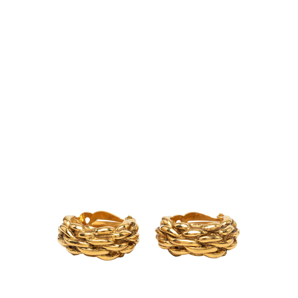 Pre-Loved Chanel Gold Plated Braided Hoop Clip On Earrings